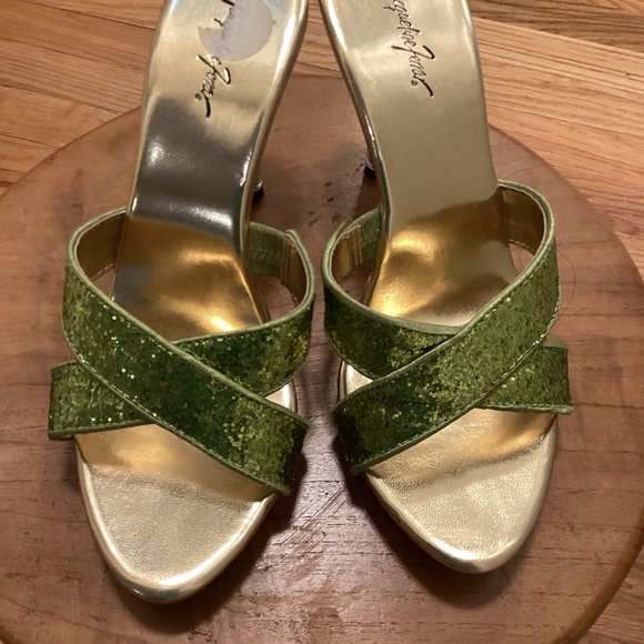 Green Sparkling Jacqueline Ferrar Platform Sandals - Picture 1 of 4